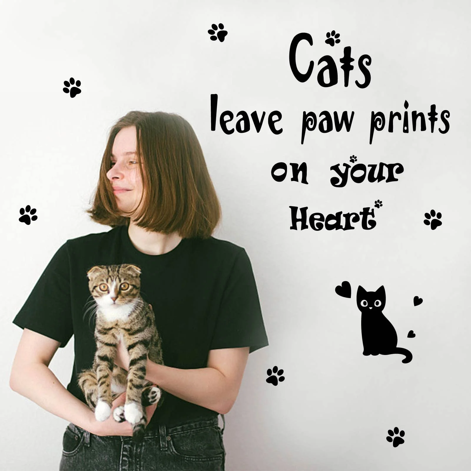 Наклейка на стіну SUPERDANT Cat Paw Prints 30 x 60 см Чорний, фото №5