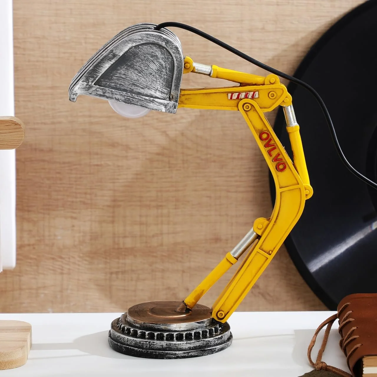 Настільна лампа UKCOCO Дитяча Екскаватор Нічник USB Жовта, фото №9