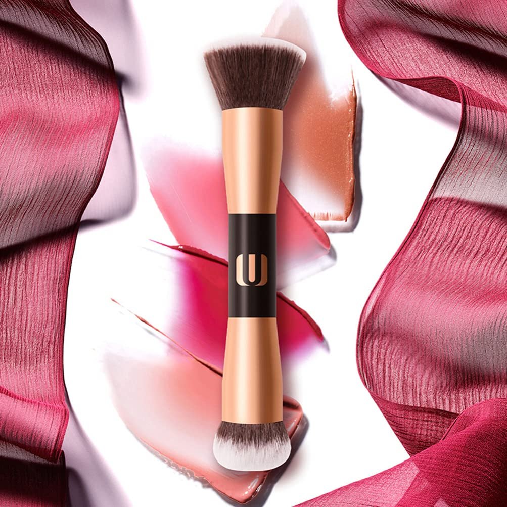 Кисть для макияжа Beaupretty двусторонняя для женщин, кисть для румян, косметический инструмент для смешивания жидкой пудры (розовое золото), фото №6