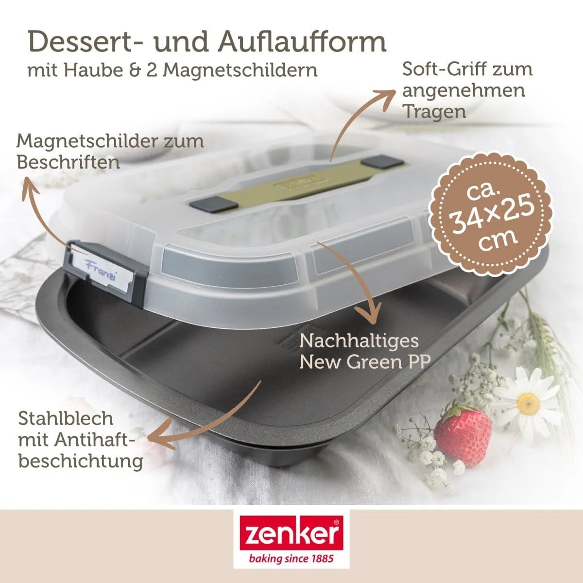 Форма для десертів та запікання Zenker Bake, Click & Go 34 x 24,5 x 8 см з кришкою, фото №4