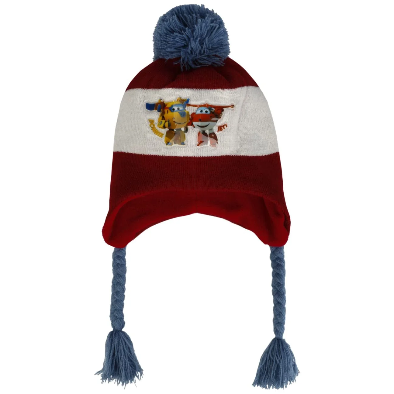 Вязаная детская шапка с помпоном Super Wings Hutshopping darkred, фото №2