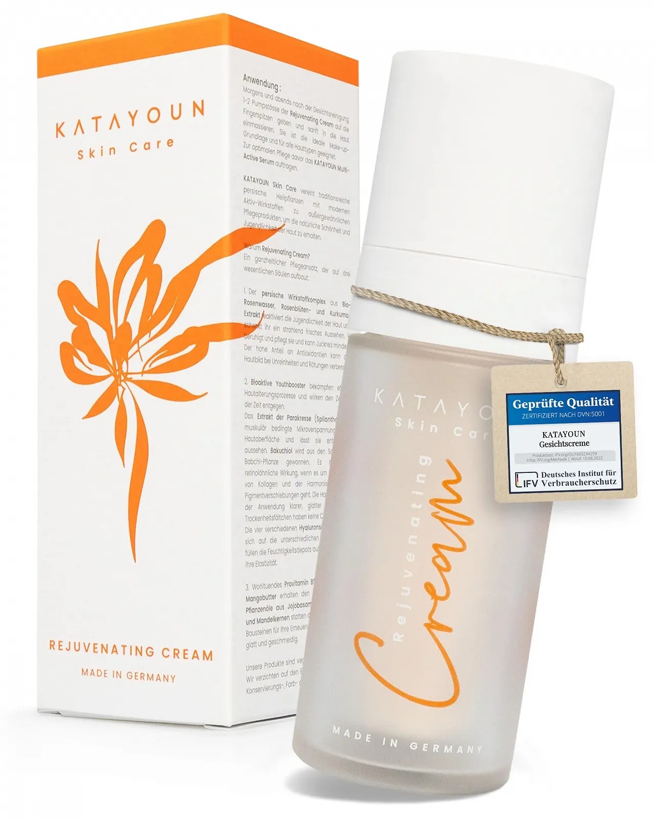 Денний крем для обличчя Hyaluronic Cream Face Vegan Антивіковий з органічною трояндовою водою, бакучіолом та екстрактом куркуми, фото №1