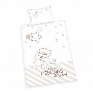 Комплект дитячої постільної білизни Herding Baby Best Jana Favourite Person, двосторонній мотив, підковдра 100 x 135 см, наволочка 40 x 60 см, бавовна/renforcé, білий/різнокольоровий - Фото 1