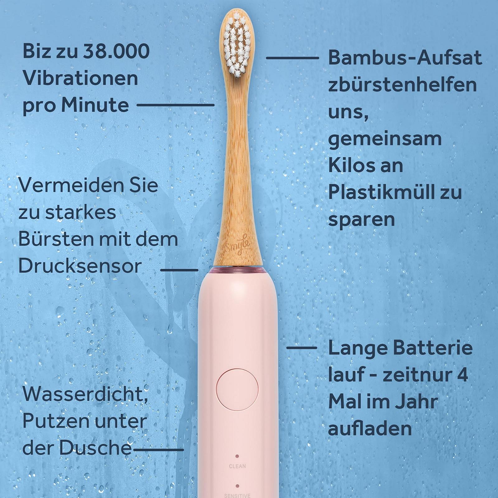 Електрична звукова зубна щітка Smyle Sonic з датчиком 5 режимів Ніжно-рожевий, фото №8