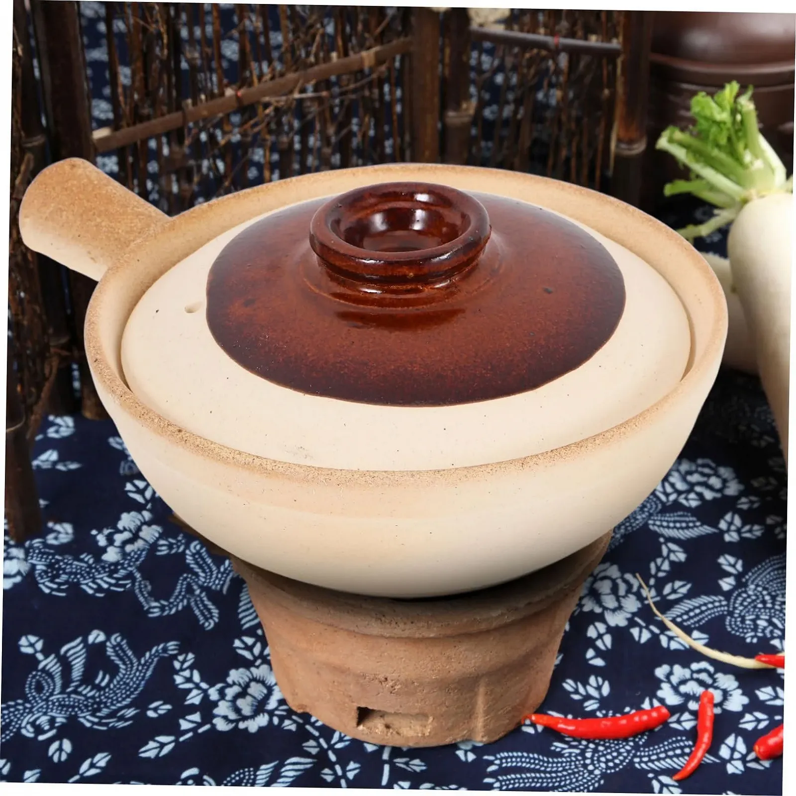 Каструля керамічна теракотова з кришкою термостійка компактна для рису, фото №5