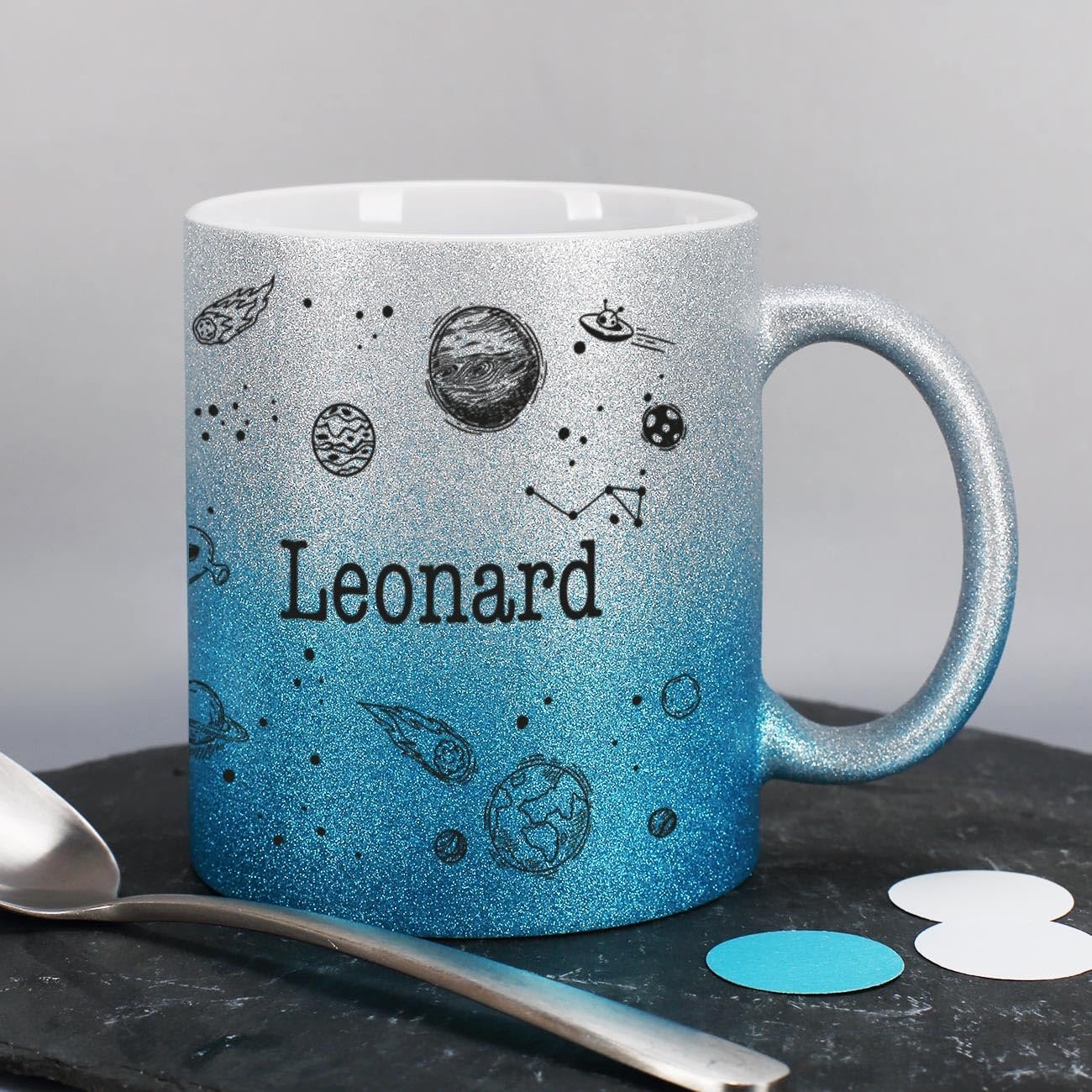 Блискуча Кружка Striefchen з Космічним Мотивом та Персоналізованим Iм'ям Керамічна 300 мл, фото №3