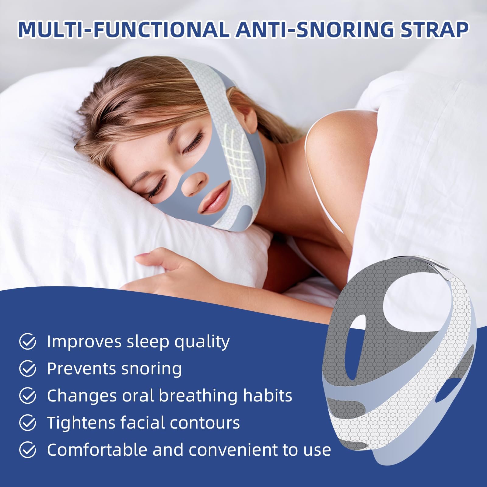 Ремешок на подбородок против храпа Регулируемый для улучшения сна, фото №5