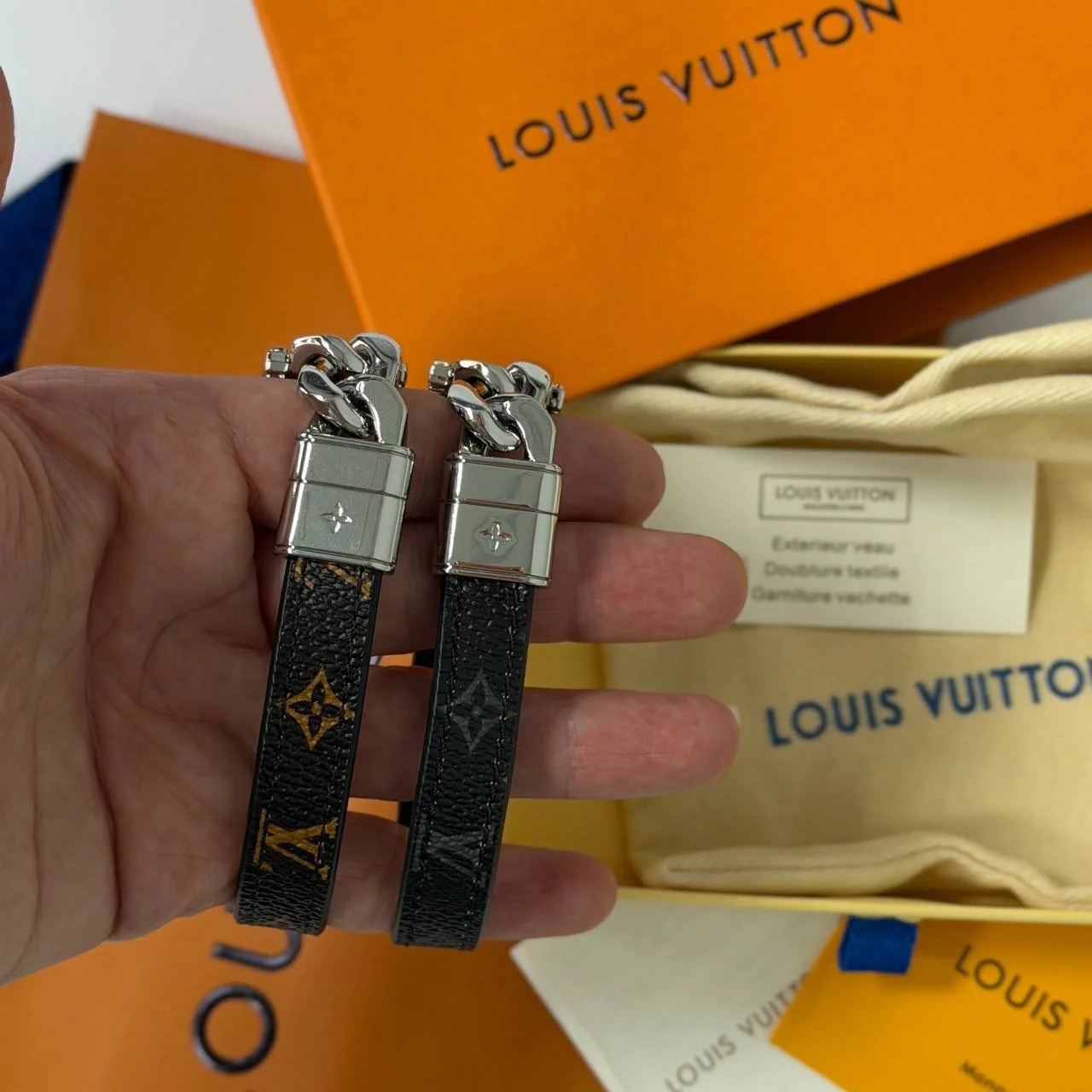 Чоловічий браслет Louis Vuitton на руку, Grey, фото №5