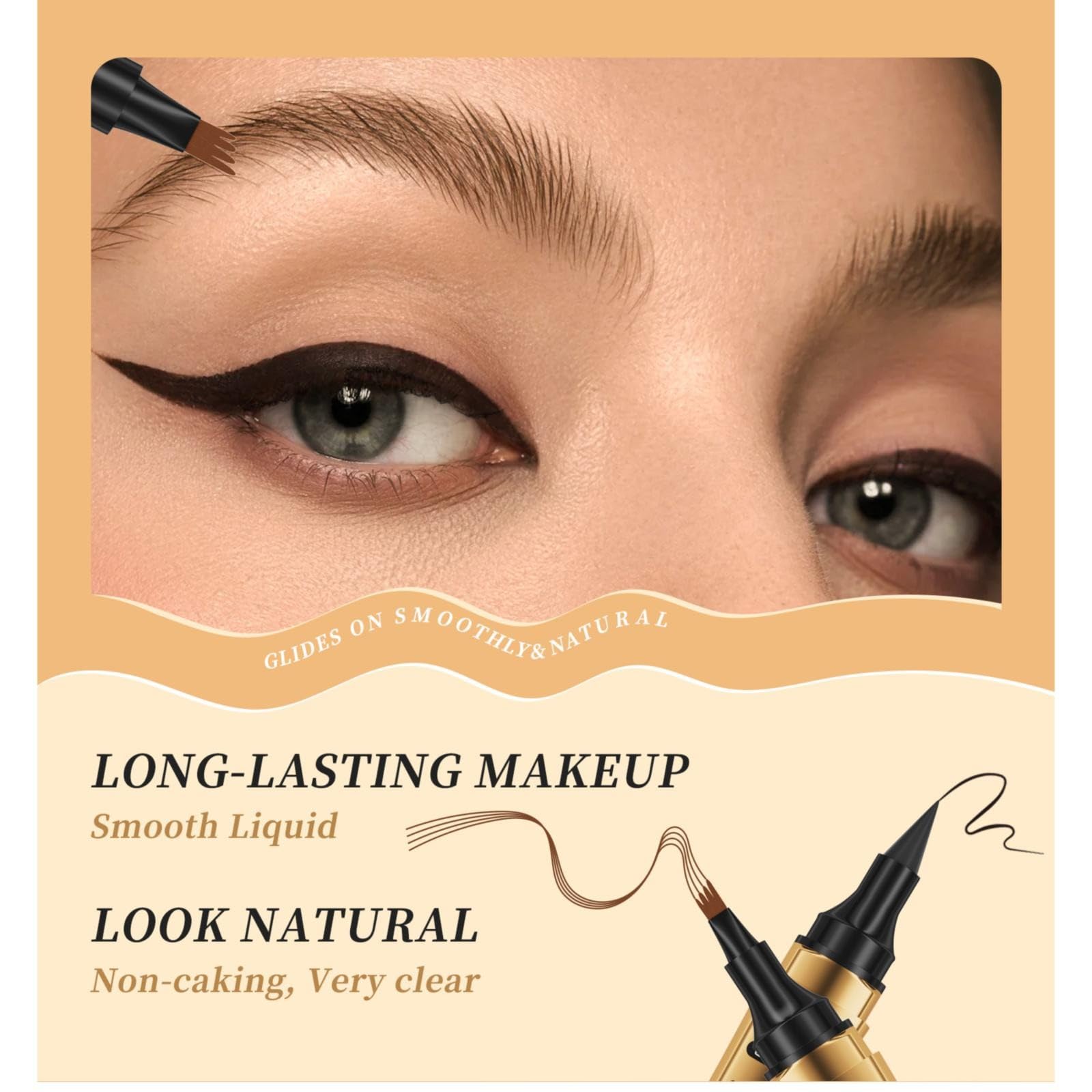 Олівець для брів з наконечником 4-Tip та ультраточний олівець для брів середньо-коричневий та чорний, BK2, один розмір, фото №7