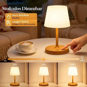 Настільна лампа PreeOtti LED Акумуляторна Сенсорна Димирувана IP54 Колір дерева synthetic.ua - Фото 1