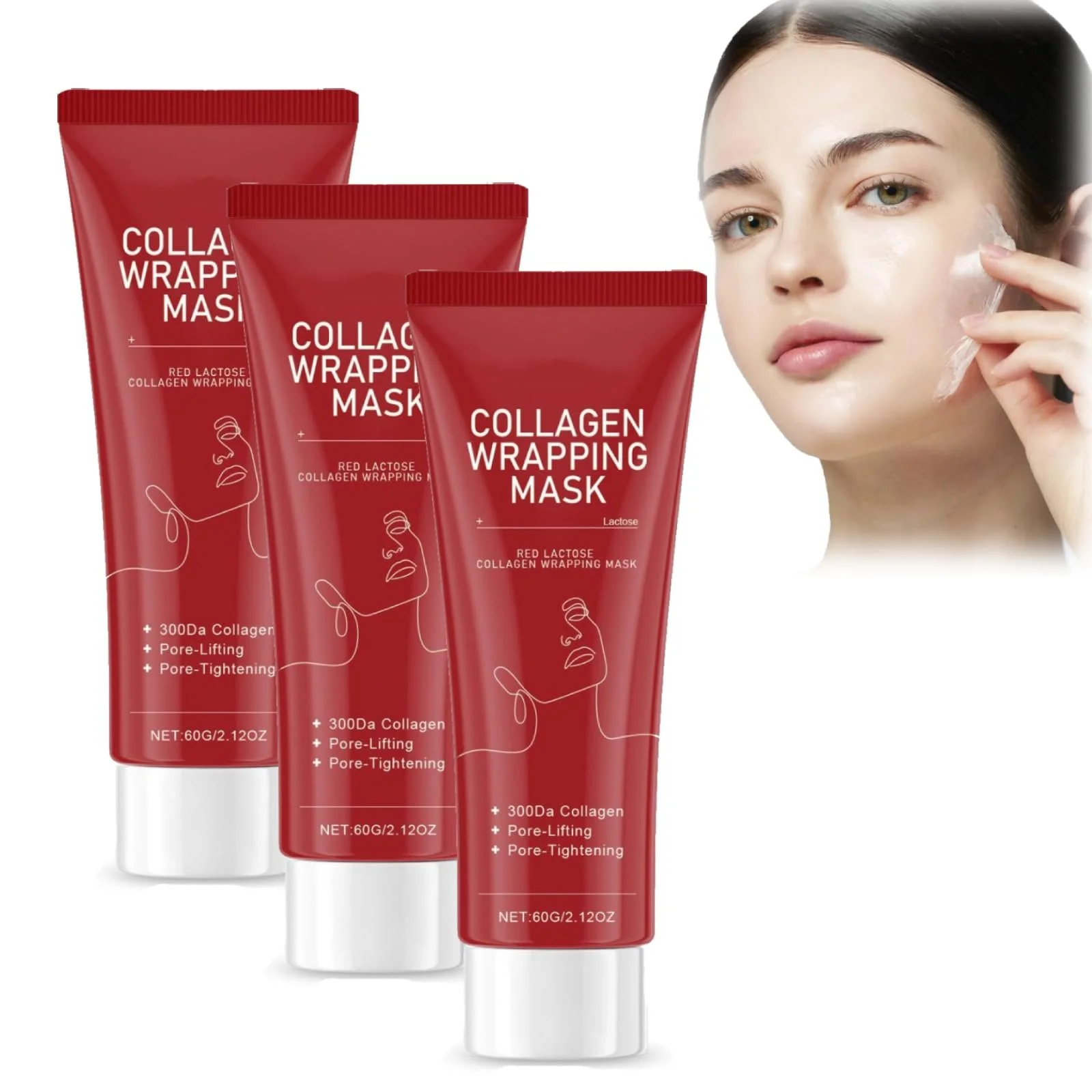 Маска для обличчя Red Lacto Collagen Wrapping, для догляду за шкірою обличчя (3 штуки), фото №1