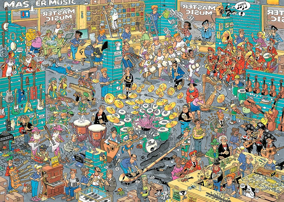 Пазл Jan Van Haasteren Music, Shop & Holiday Fever 2 x 1000 деталей для дорослих, фото №2