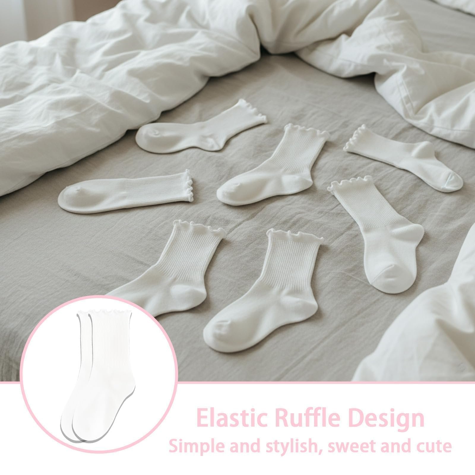 Женские носки с рюшами Белый, 6 пар, фото №4