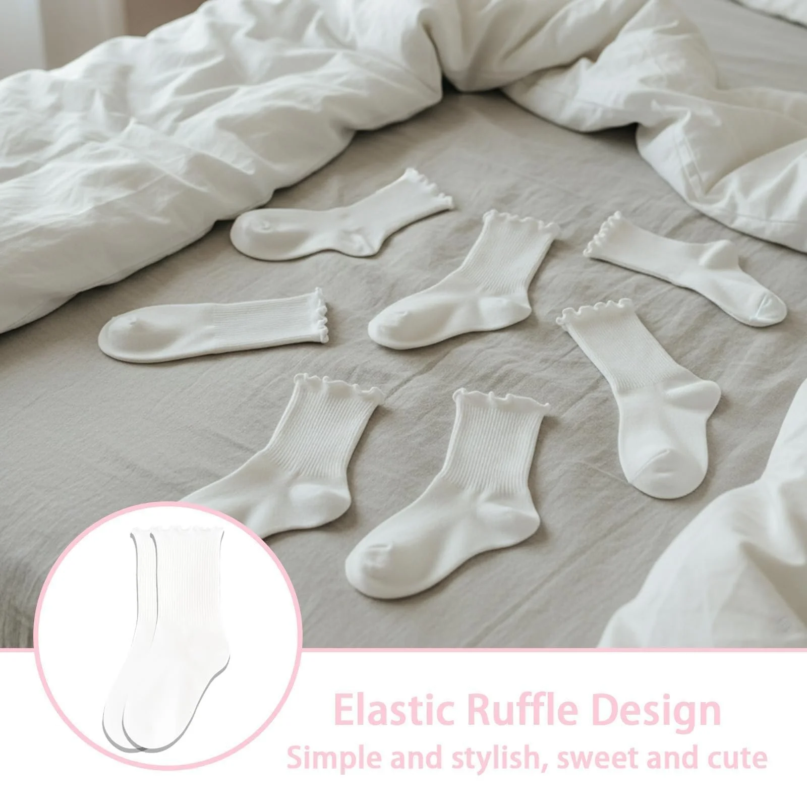 Жіночі шкарпетки з рюшами Білий, 6 пар, фото №4 Жіночі шкарпетки з рюшами Білий, 6 пар, фото №4