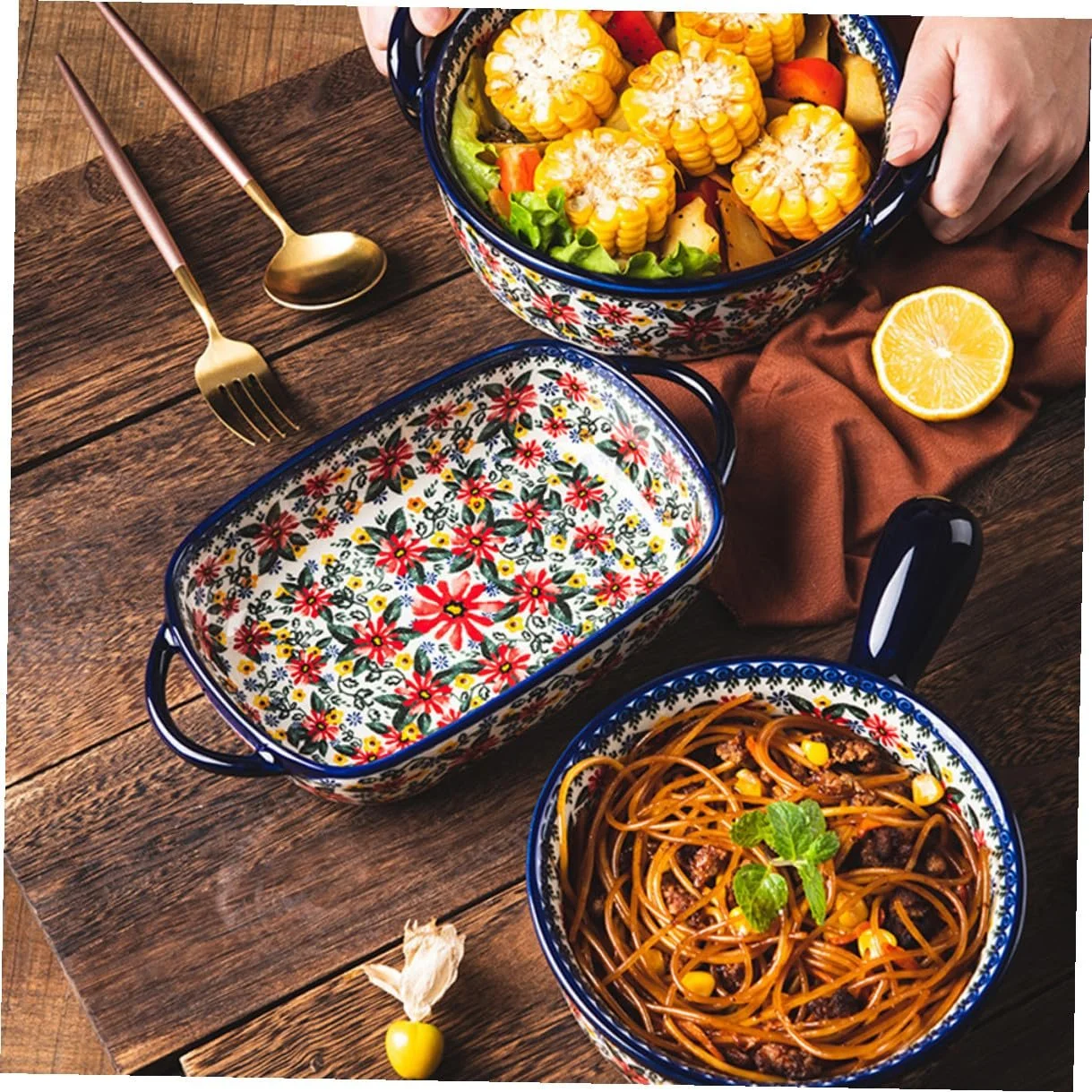 Форма для запікання польська кераміка прямокутна з подвійними ручками, фото №5