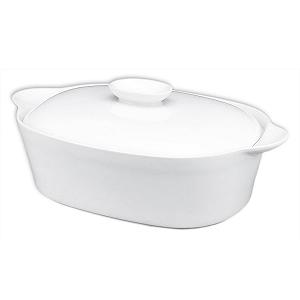 Гусятниця для запікання керамічна з кришкою 32,5 см 1900 мл біла - Фото 1