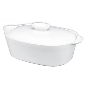 Форма для запекания керамическая с крышкой 32,5 см 1900 мл белая - Фото 1