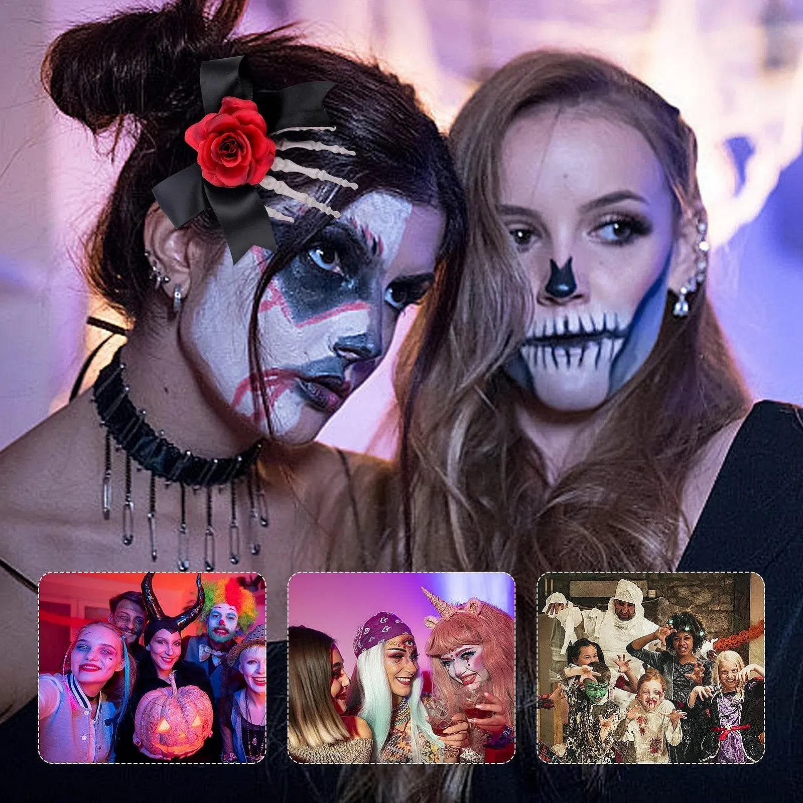 Заколка для волос Acunny Хэллоуин, скелет, когти, смешные, череп с галстуком-бабочкой, фото №4 Заколка для волос Acunny Хэллоуин, скелет, когти, смешные, череп с галстуком-бабочкой, фото №4