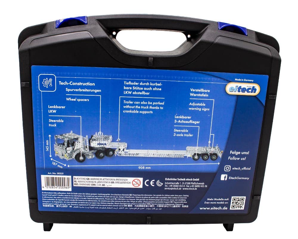 Металевий набір для будівництва Eitech 00331 - вантажівка з причепом, набір моделі з 2180 деталей, вантажівка приблизно 90 см, фото №9