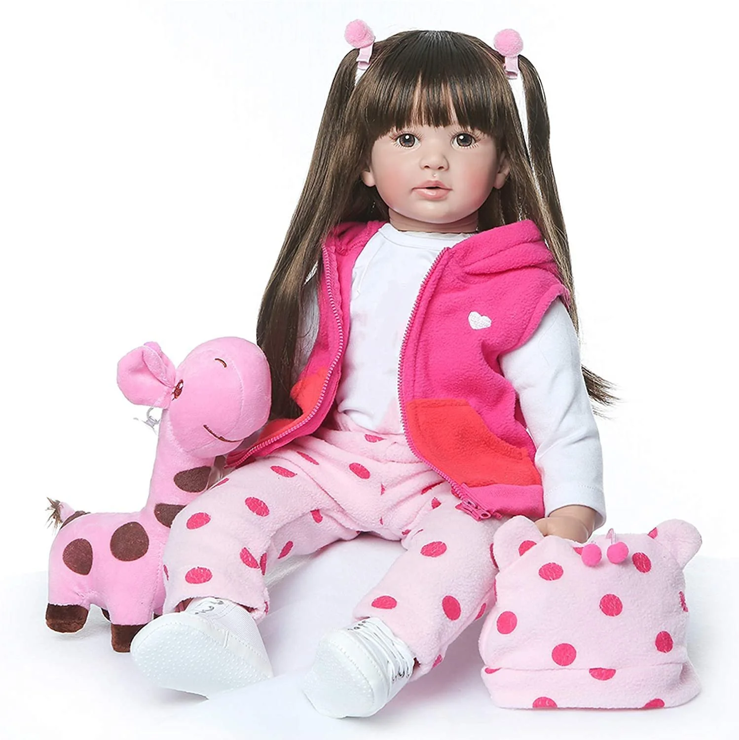 Кукла ZIYIUI 60 см Reborn Soft Vinyl Silicone Long Hair Newborn, фото №3