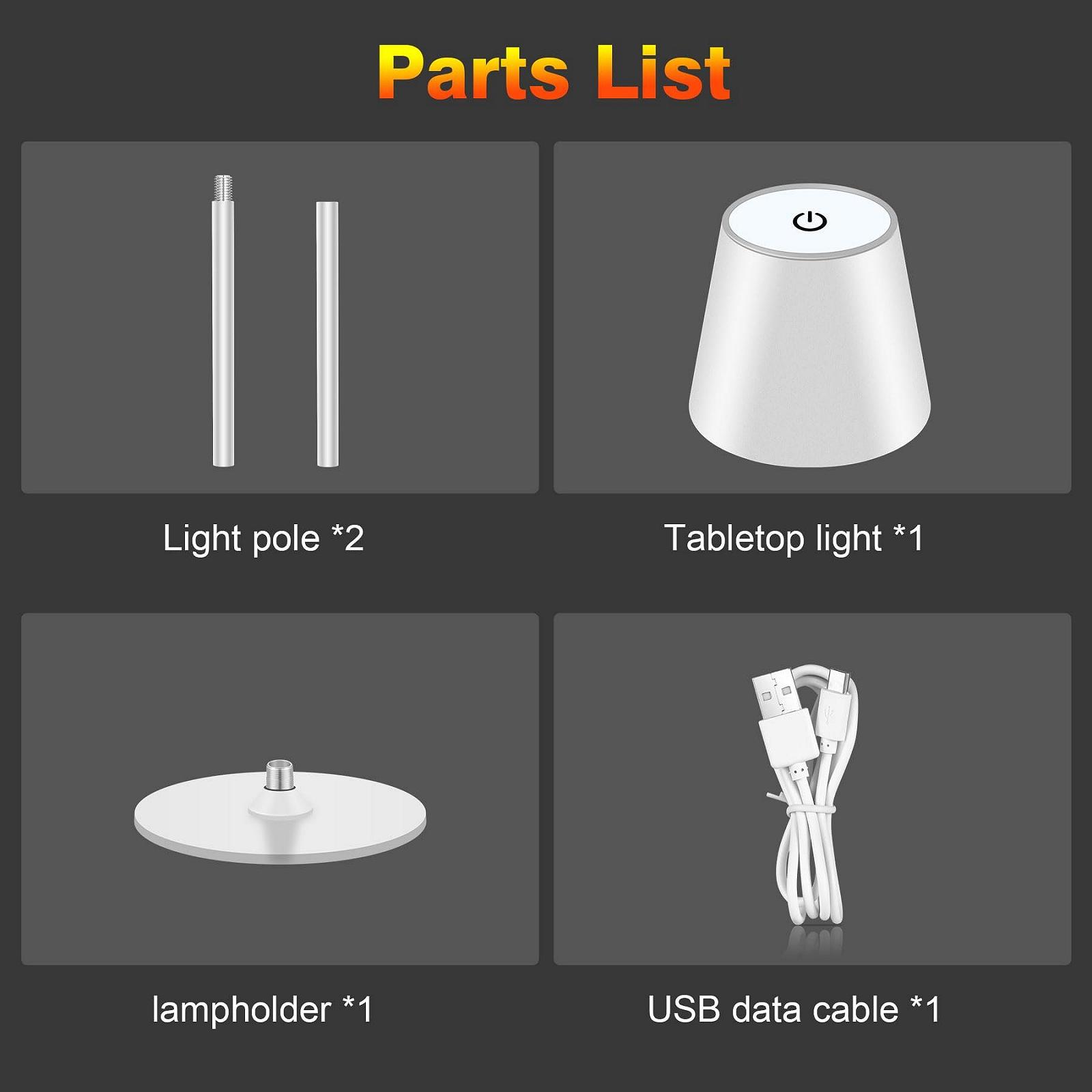Настільна лампа LED акумуляторна бездротова з димуванням 2700 К - 6000 К USB IP54 Біла, фото №7
