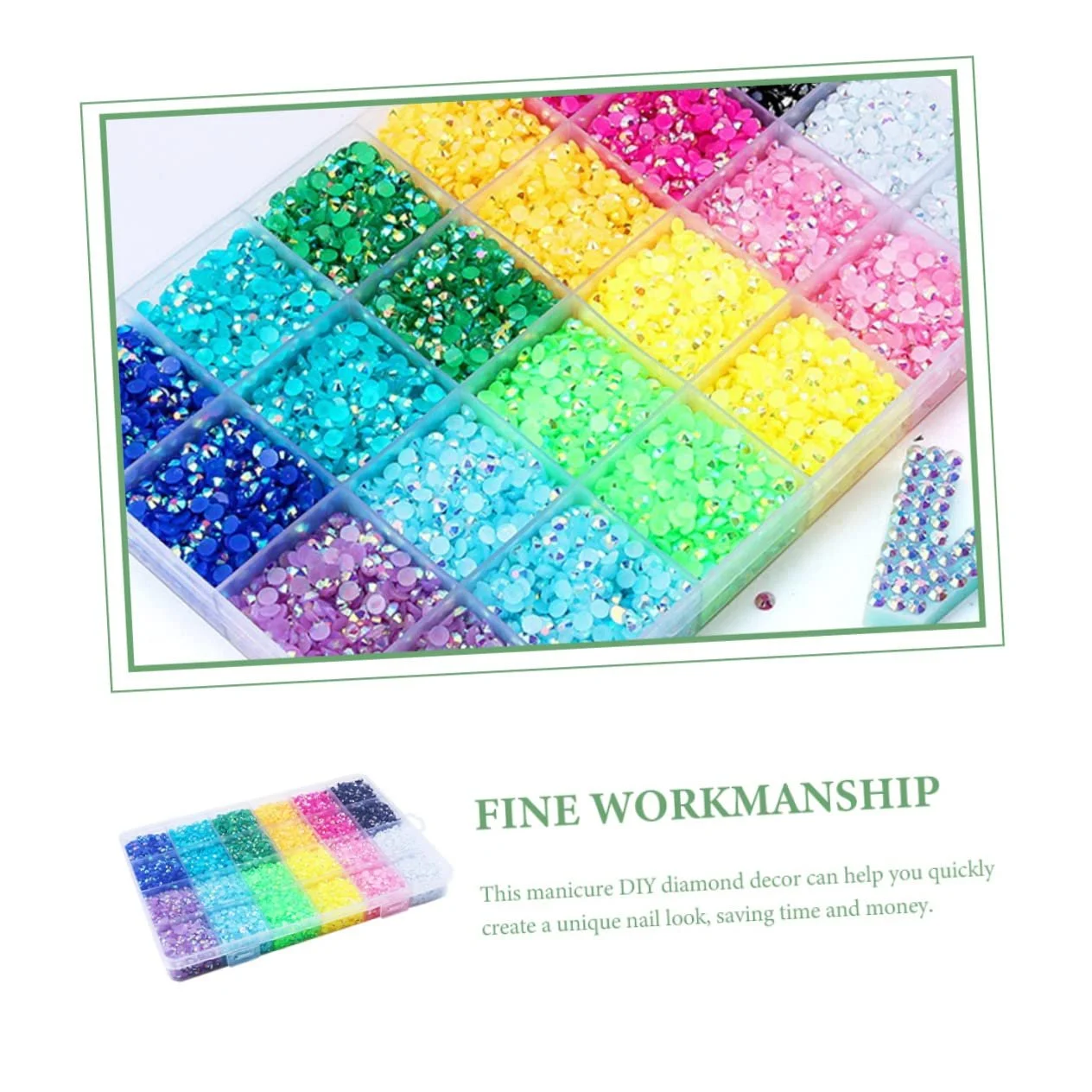 Украшения для ногтей Стразы AB, 1 коробка, Маникюрные бриллианты, Небольшие украшения для маникюра, Бриллиантовые драгоценные камни, Смола, фото №5