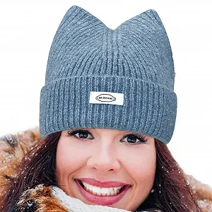 В'язана Шапка з Котячими Вушками Блакитна synthetic.ua - Фото 1