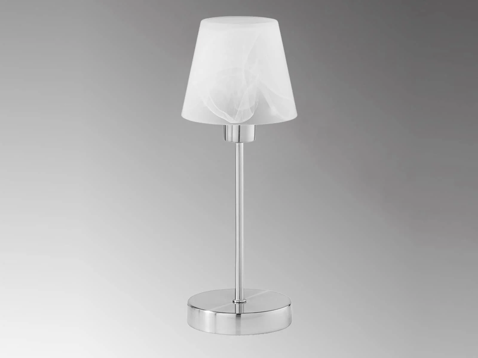 Настільна лампа meineWunschleuchte срібляста зі скляним плафоном біла матова сенсорна висота 32 см, фото №3