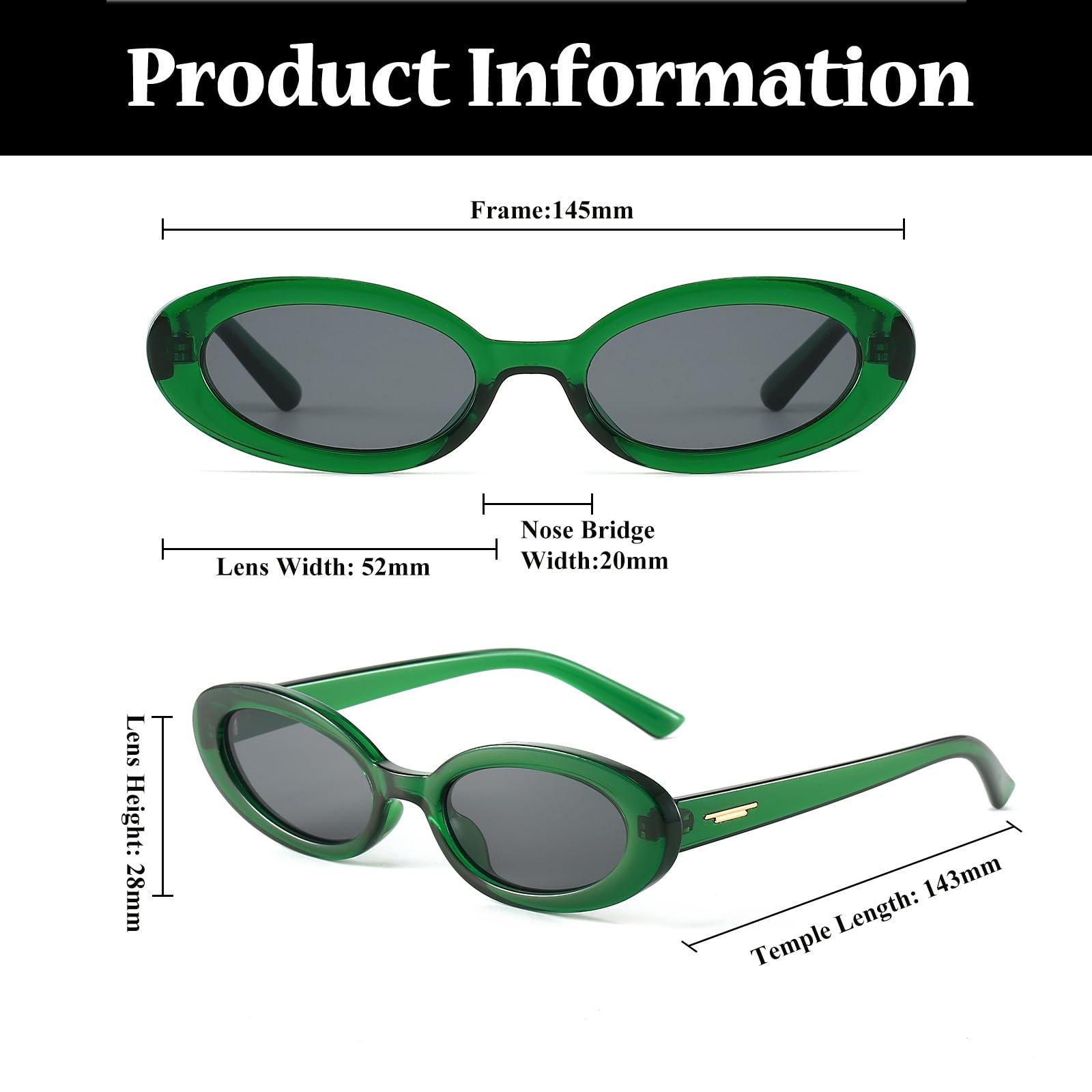 Овальні Сонцезахисні окуляри Ретро LJCZKA, 90-ті, Маленькі, Вінтажні з захистом від ультрафіолету, фото №3