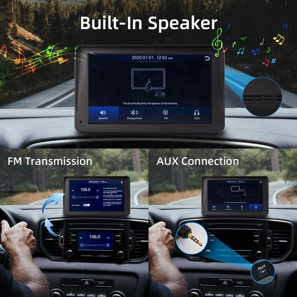 Автомагнітола CUQI / 7" / Сенсорна / Apple CarPlay / Android Auto / Bluetooth / WI-FI / GPS / USB / AUX / TF slot, фото №5