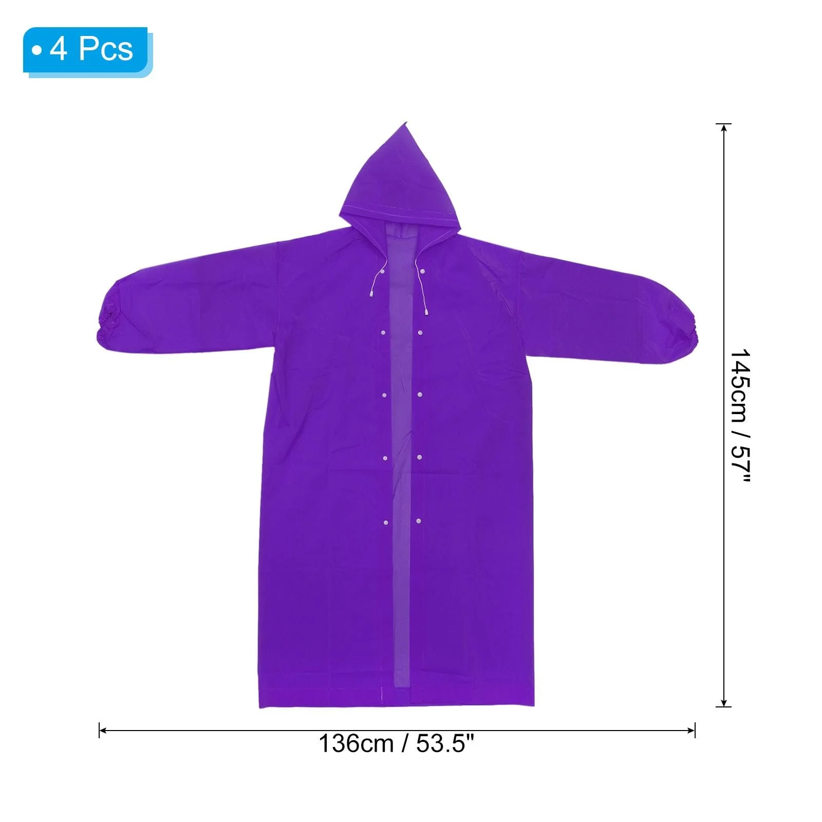 Пончо дощове PATIKIL, 4 шт, унісекс, для виживання, фото №2