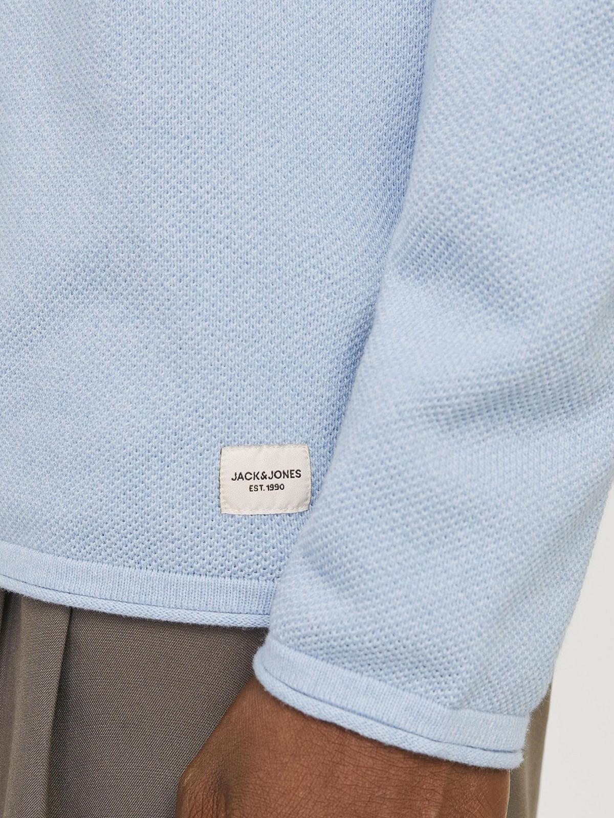 Вязаний пуловер JACK & JONES JJEHILL чоловічий, з круглим вирізом, базова модель, з довгими рукавами, бавовняна сорочка, фото №6