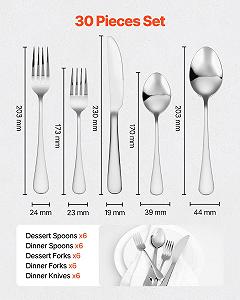Набор столовых приборов VEVOR на 6 персон, 30 предметов, из пищевой нержавеющей стали, можно мыть в посудомоечной машине цена на synthetic.ua - Фото 1 Набор столовых приборов VEVOR на 6 персон, 30 предметов, из пищевой нержавеющей стали, можно мыть в посудомоечной машине synthetic.ua - Фото 1