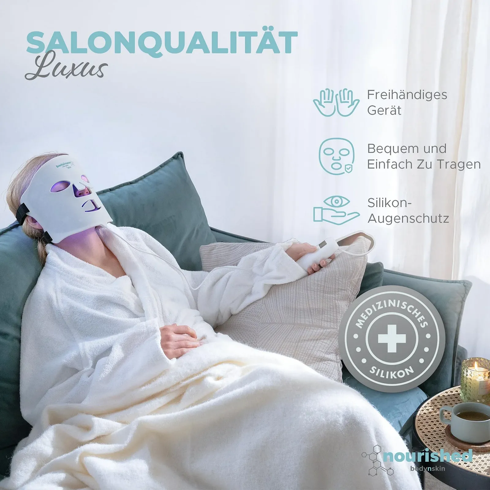 Маска для лица LED портативная Nourished Bodynskin с ближним инфракрасным излучением - 114 светодиодов, фото №8