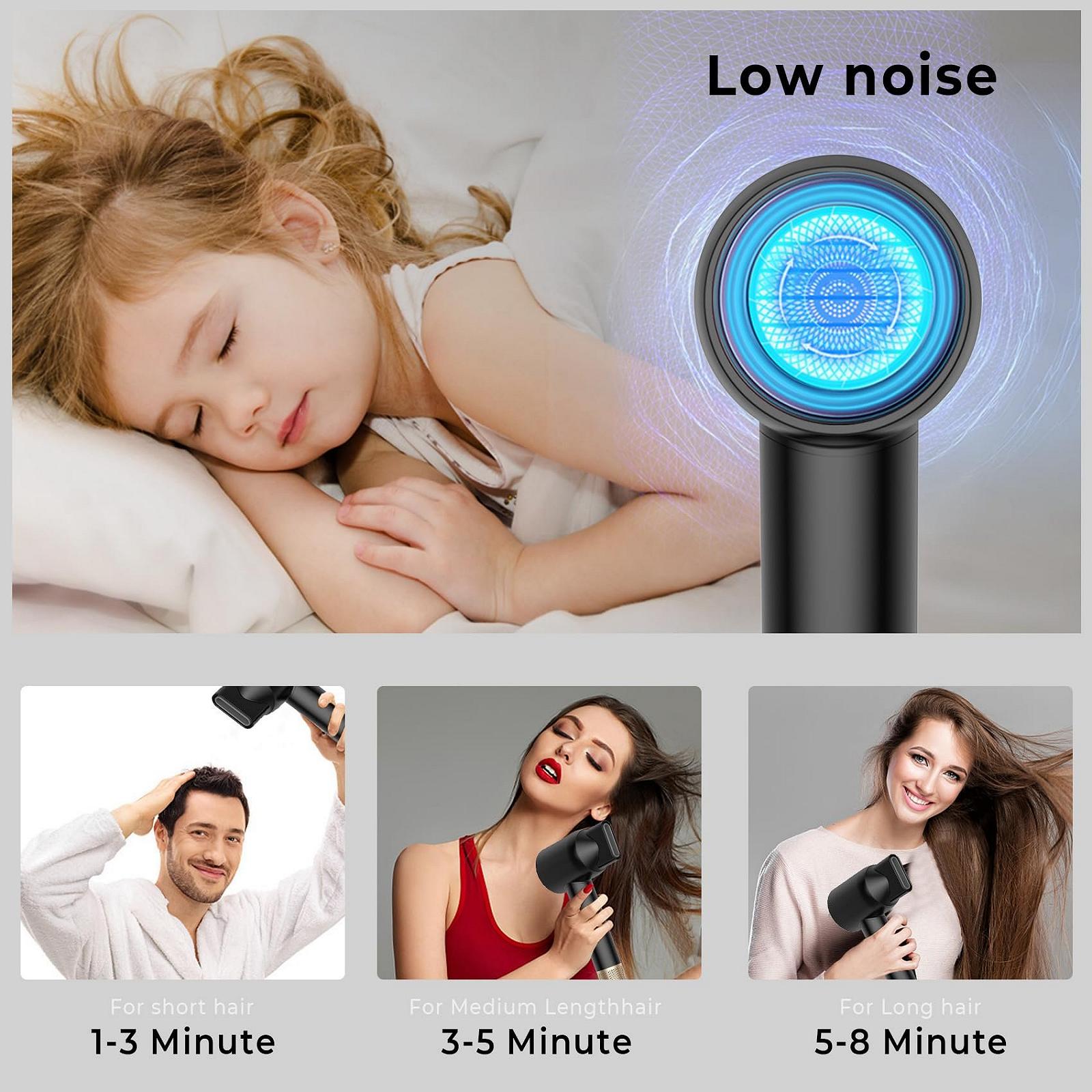 Фен Ion Hair Dryer, 110 000 об/мин, 200 миллионов отрицательных ионов, с 1 диффузором и 1 концентратором, фото №7