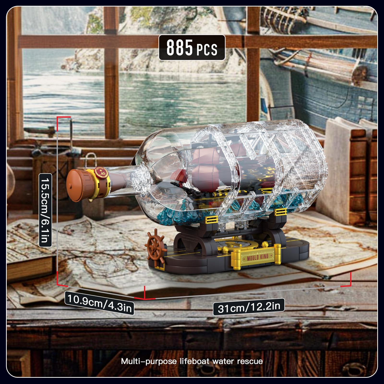 Конструктор Mould King 10085 Revenge Pirate Ship у пляшці 885 штук, фото №2