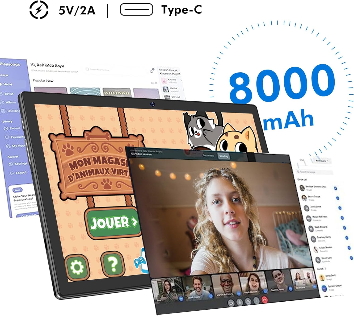 Планшет 10.1" AOCWEI X900 (6+6)/128Gb 8 ядер Android 13 8000 mAh Чорний, фото №4 Планшет 10.1" AOCWEI X900 (6+6)/128Gb 8 ядер Android 13 8000 mAh Чорний, фото №4