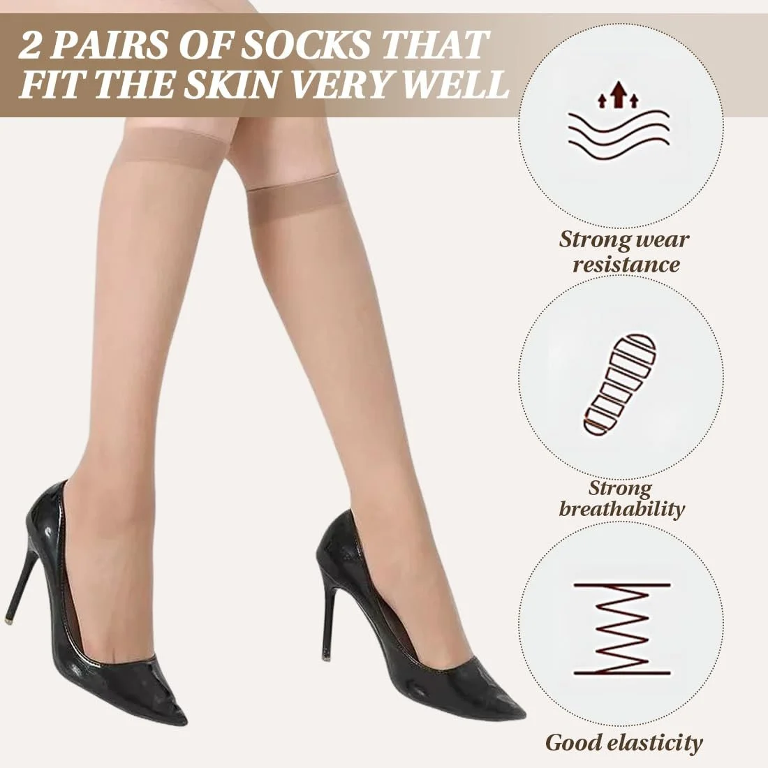 Шкарпетки до колін без пальців Fine для жінок HABNI, 2 пари, фото №2 Шкарпетки до колін без пальців Fine для жінок HABNI, 2 пари, фото №2