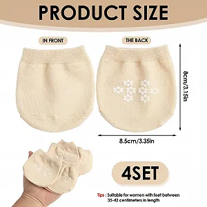 Носки для пальцев женские 4 пары, Накладки на пальцы ног, Нескользящие носки на переднюю часть стопы, Дышащие невидимые полуноски, для высоких каблуков и балеток, Дышащие и удобные, Телесный цвет synthetic.ua - Фото 1