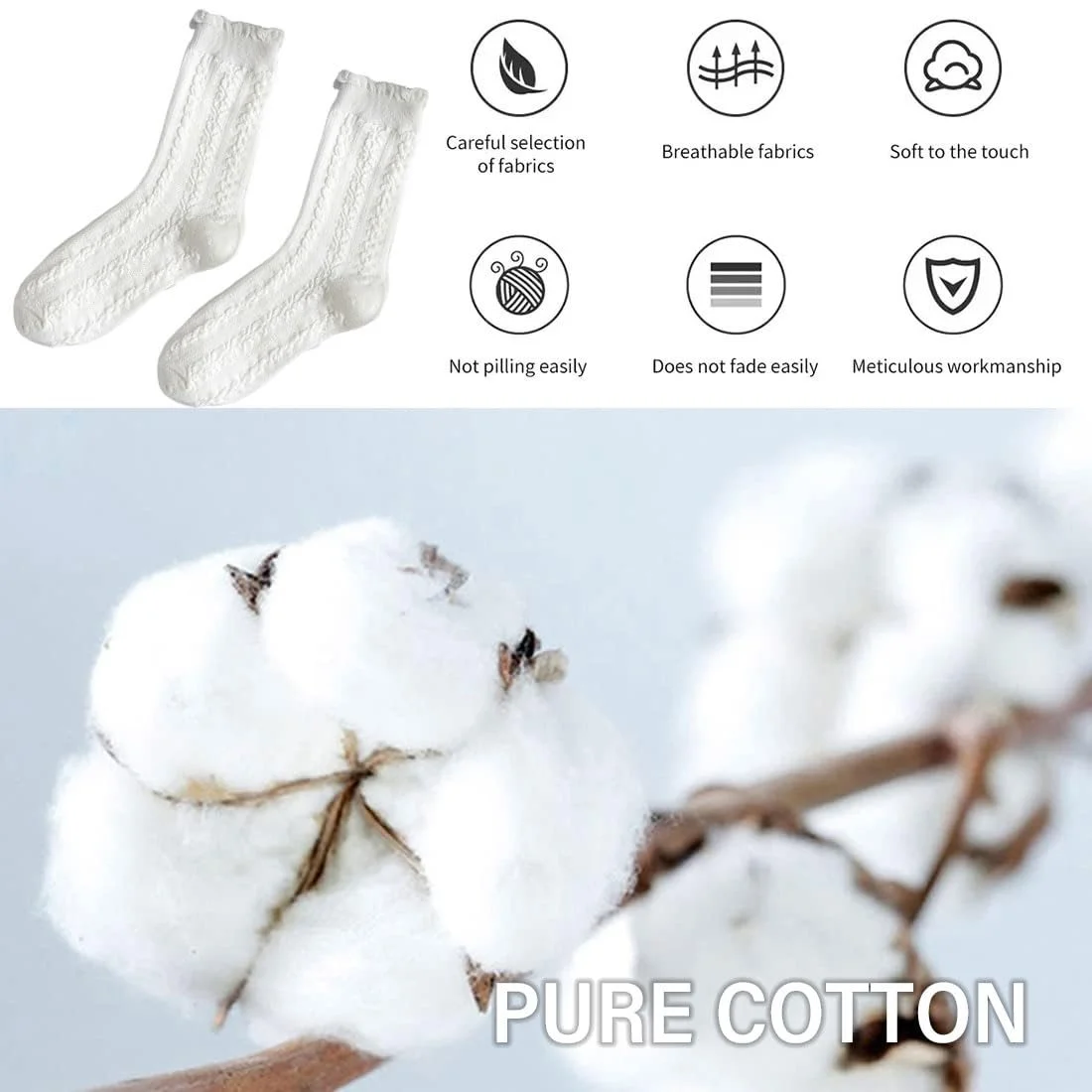 Шкарпетки з мереживом Білі, 2 пари, фото №4