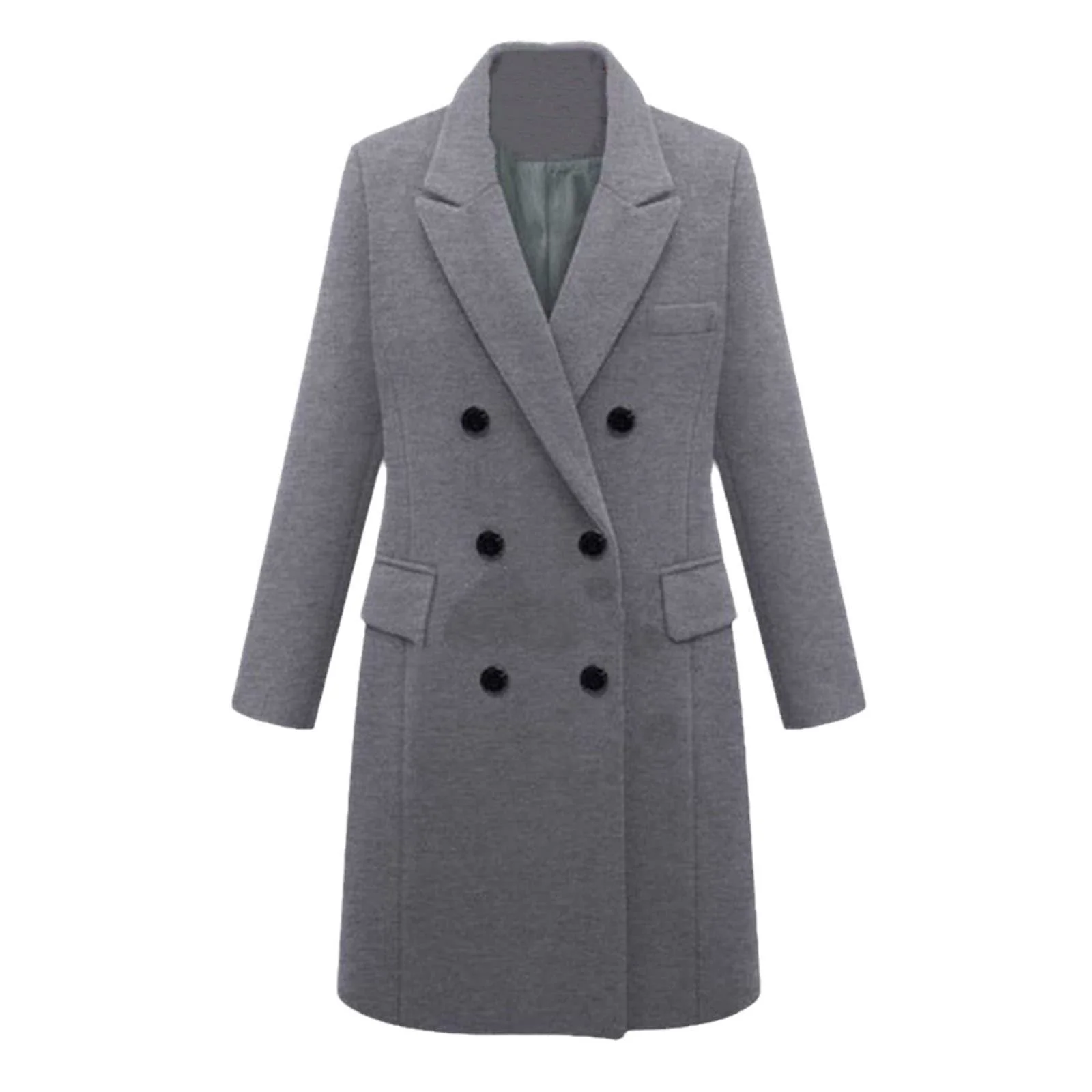 Шерстяное пальто Sweejim Осень-Зима Двубортное Повседневное Длинное, фото №1