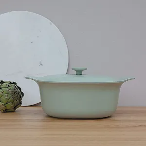 Овальная кастрюля BergHOFF Ron чавунная эмалированная с крышкой 43.2 x 28 x 16.8 см Зеленая synthetic.ua - Фото 1