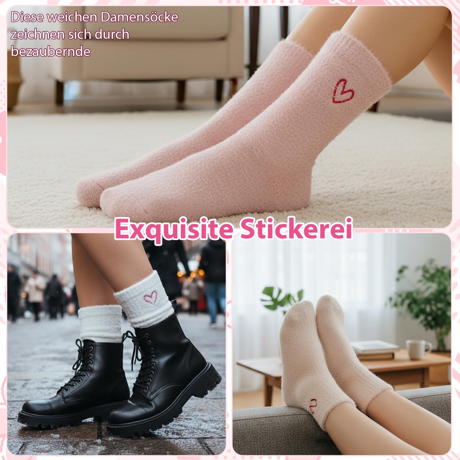 Женские теплые уютные носки, 5 пар толстых носков для кровати, зимние носки для женщин, размеры 36-42, пушистые уютные носки, идеальны как носки для сна и для активного отдыха, фото №4