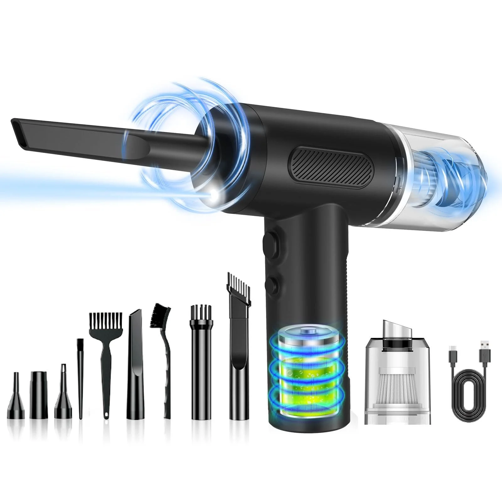 Электрическая воздуходувка и автомобильный пылесос 3 в 1 50,000 RPM 3 Speeds Wireless Mini Blower, фото №1