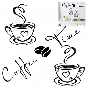Набір наклейок для кухні Coffee Time Cups and Beans DIY 2 набори Black - Фото 1