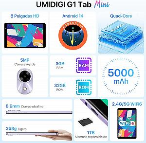 Планшет 8" UMIDIGI G1 Tab Mini 3+4/32GB 4 ядра Android 14 5000mAh Розовый synthetic.ua - Фото 1