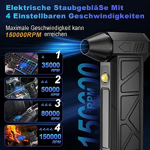 Мини-воздуходувка и пылесос 2 в 1 HSSNS Аккумуляторная 150000 об/мин 4 скорости 10000 мАч synthetic.ua - Фото 1