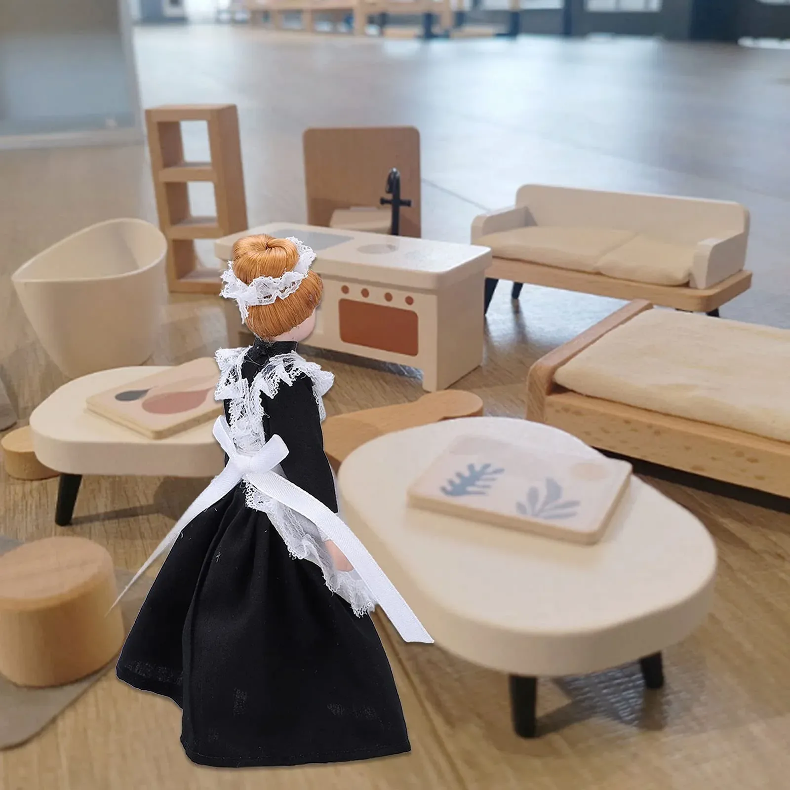 Кукла Tbest Dollhouse Victorian Maid 1:12 гибкая подвижная керамическая девушка ручной работы, фото №6