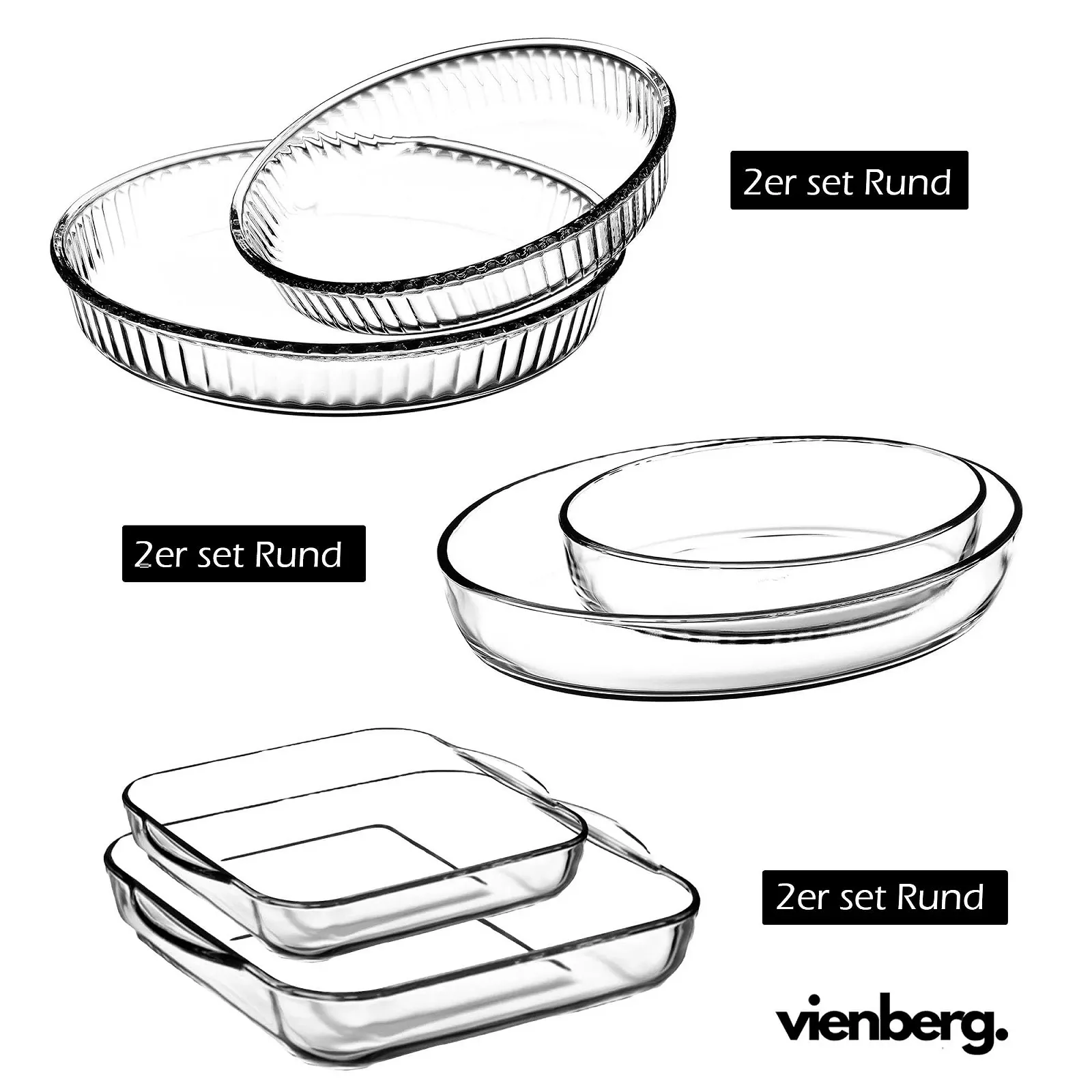 Набор форм для запекания Borcam Vienberg 2 шт. стеклянные овальные, фото №2