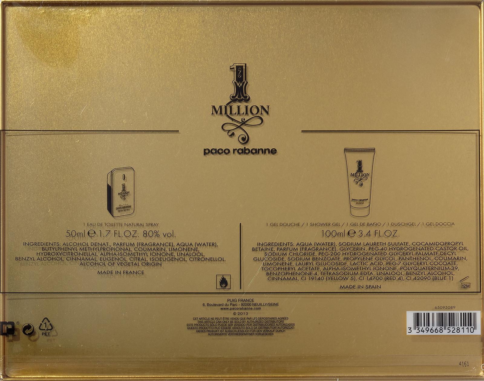 Paco Rabanne 1 Million Набор 50 мл Туалетная вода Спрей + 100 мл Гель для душа, фото №3